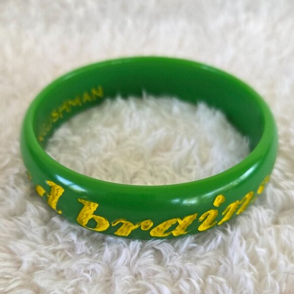 Jessica Kagan Cushman "All this and brains too." Green Bangle Bracelet - Picture 4 of 4